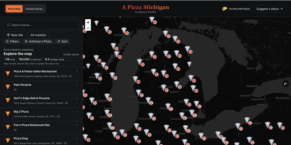 A Pizza Michigan website preview